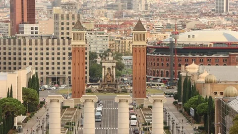 The skyline of Barcelona,Spain Stock Footage 116659352