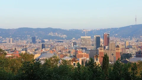 The skyline of Barcelona,Spain Stock Footage 117049013
