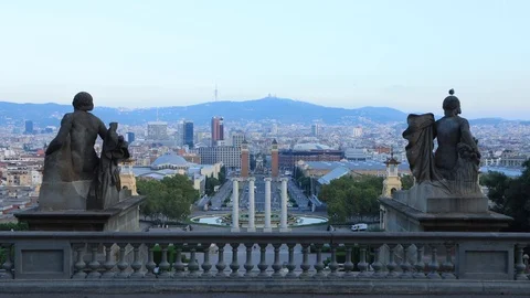 The skyline of Barcelona,Spain Stock Footage 117049014