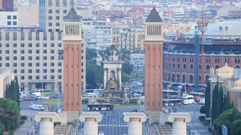 The skyline of Barcelona,Spain Stock Footage 117049016