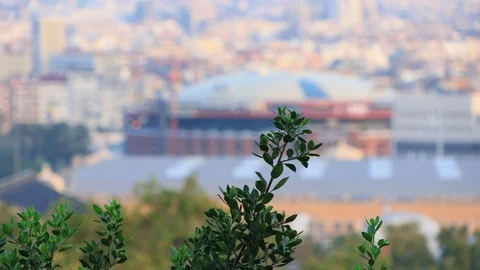 The skyline of Barcelona,Spain Stock Footage 117049030