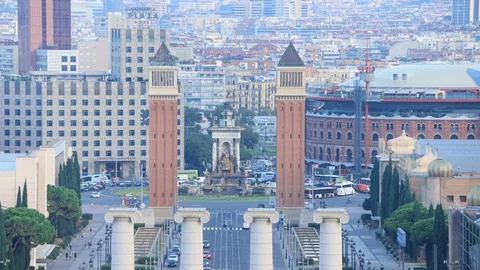 The skyline of Barcelona,Spain Stock Footage 117049031