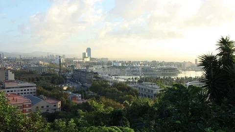 The skyline of Barcelona,Spain Stock Footage 117575596