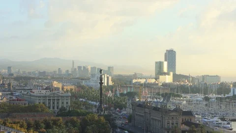 The skyline of Barcelona,Spain Stock Footage 117575598