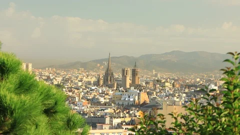 The skyline of Barcelona,Spain Stock Footage 117575606