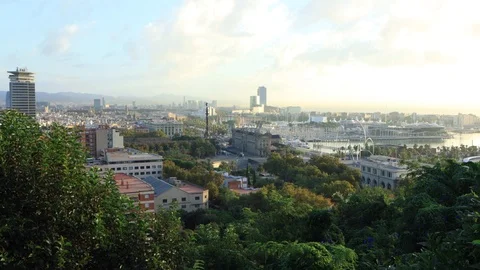 The skyline of Barcelona,Spain Stock Footage 117575610