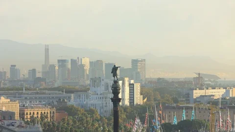 The skyline of Barcelona,Spain Stock Footage 117575622