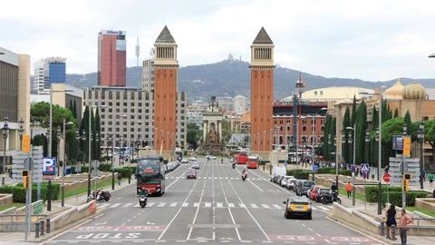 The skyline of Barcelona,Spain Stock Footage 117897633