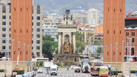 The skyline of Barcelona,Spain Stock Footage 117897635