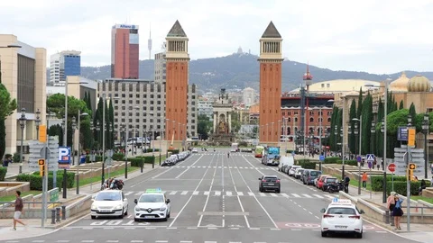 The skyline of Barcelona,Spain Stock Footage 117897638