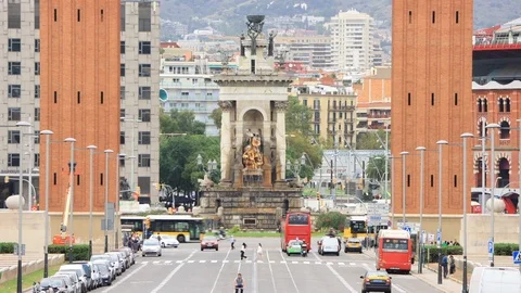 The skyline of Barcelona,Spain Stock Footage 117897662