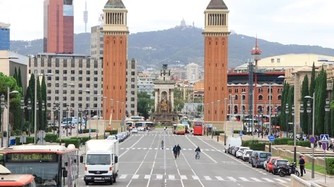 The skyline of Barcelona,Spain Stock Footage 117897664