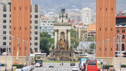 The skyline of Barcelona,Spain Stock Footage 117897678