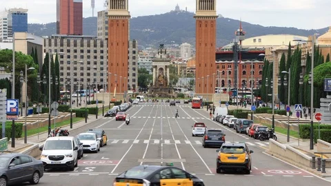 The skyline of Barcelona,Spain Stock Footage 117897679