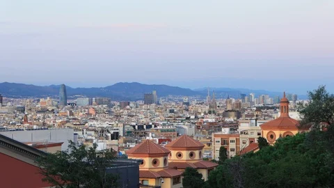 The skyline of Barcelona,Spain Stock Footage 118124754