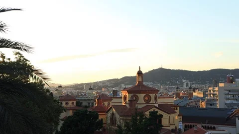 The skyline of Barcelona,Spain Stock Footage 118124759