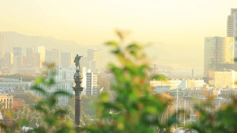 The skyline of Barcelona,Spain Stock Footage 118358339