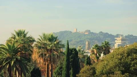 The skyline of Barcelona,Spain Stock Footage 118980449