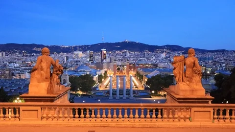 The skyline of Barcelona,Spain Stock Footage 118982760