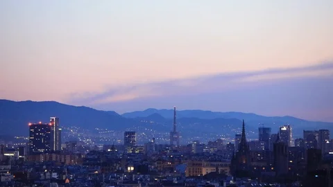The skyline of Barcelona,Spain Stock Footage 118982766
