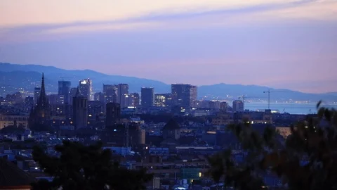 The skyline of Barcelona,Spain Stock Footage 118982771