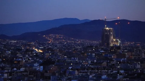 The skyline of Barcelona,Spain Stock Footage 118982778