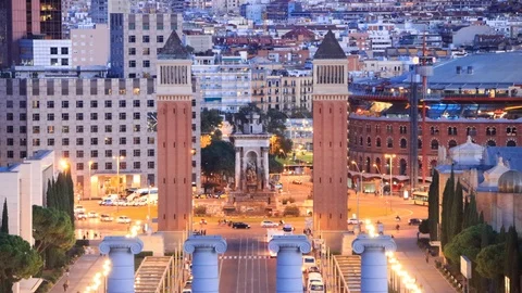 The skyline of Barcelona,Spain Stock Footage 118982787