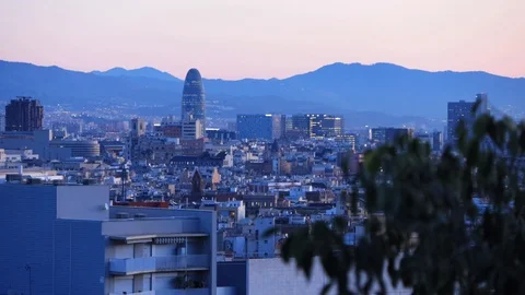 The skyline of Barcelona,Spain Stock Footage 118982798