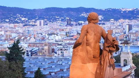 The skyline of Barcelona,Spain Stock Footage 118982822