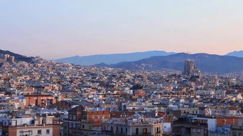 The skyline of Barcelona,Spain Stock Footage 118982825
