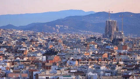 The skyline of Barcelona,Spain Stock Footage 118982834
