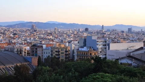 The skyline of Barcelona,Spain Stock Footage 118982846