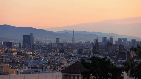 The skyline of Barcelona,Spain Stock Footage 118982857