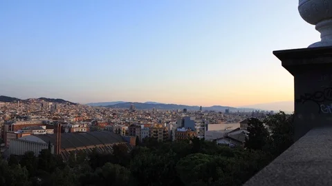 The skyline of Barcelona,Spain Stock Footage 118982876