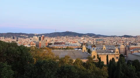 The skyline of Barcelona,Spain Stock Footage 118982900