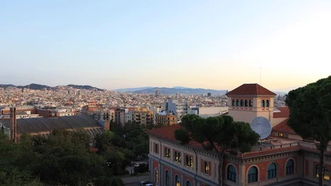 The skyline of Barcelona,Spain Stock Footage 118982905