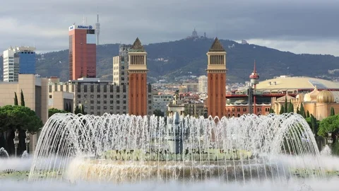 The skyline of Barcelona,Spain Stock Footage 118982938