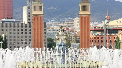 The skyline of Barcelona,Spain Stock Footage 118982956