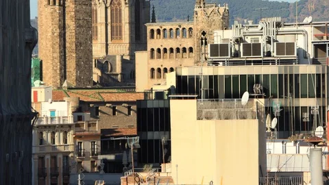 The skyline of Barcelona,Spain Stock Footage 118982987