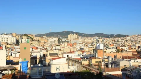 The skyline of Barcelona,Spain Stock Footage 118982990