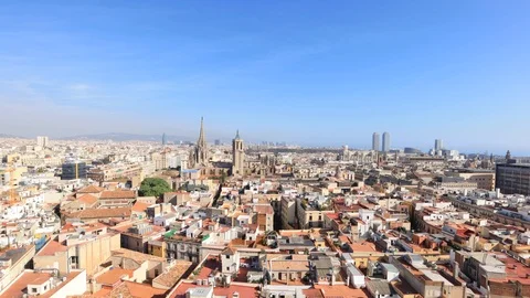 The skyline of Barcelona,Spain Stock Footage 118983050