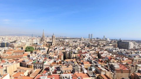 The skyline of Barcelona,Spain Stock Footage 118983075