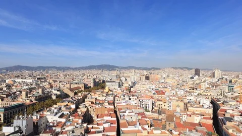 The skyline of Barcelona,Spain Stock Footage 118983076