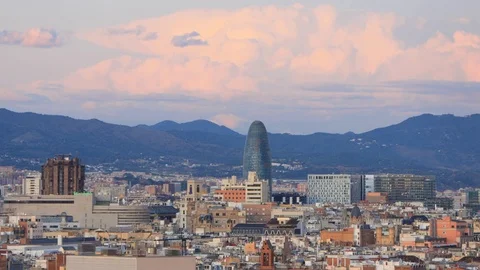 The skyline of Barcelona,Spain Stock Footage 119766050
