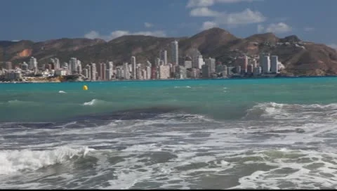 Skyline of Benidorm, Spain Stock Footage 8967628