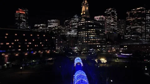 Skyline of Boston at night with lighting skyscraper and High-rise Buildings Vídeo Stock 299345641