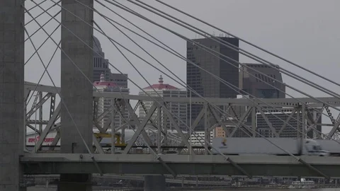 Skyline with Bridges in foreground Stock Footage 76327018