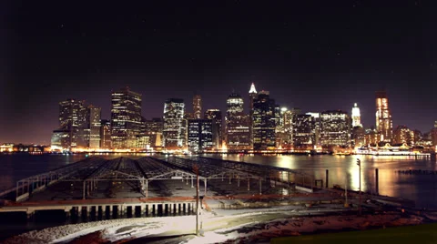 Skyline from  Brooklyn promenade Video stock 36477320