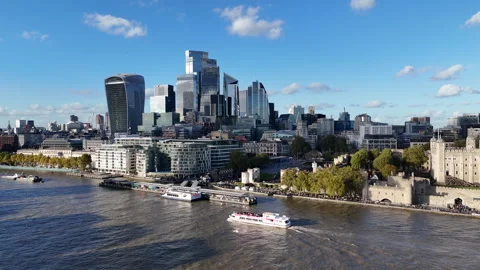 Skyline buildings tower bridge river thames Stock Footage 346093185