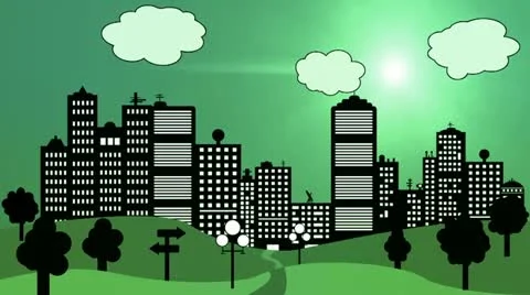 Skyline Cartoon Stock Footage 20530154